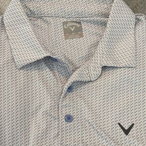 Callaway Men's White and Blue Polo Shirt